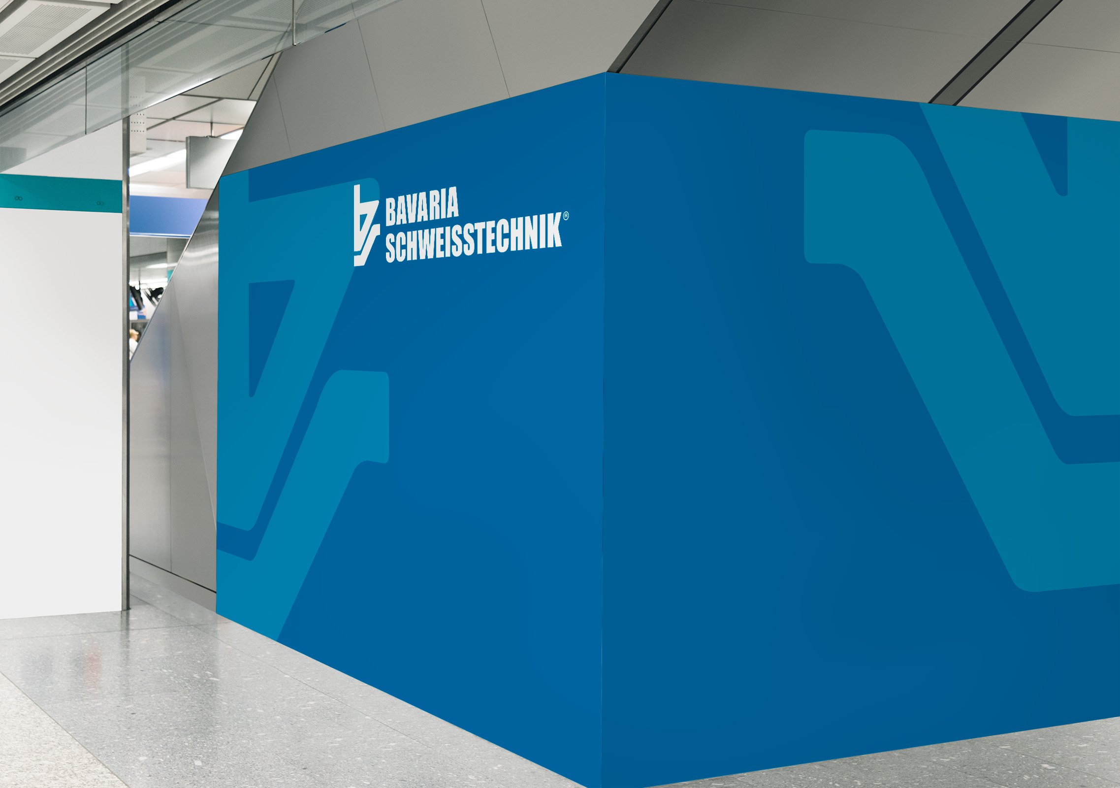 An exhibition stand in the client's corporate design, which we implemented as an advertising agency.